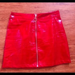 Red Pleather Skirt .